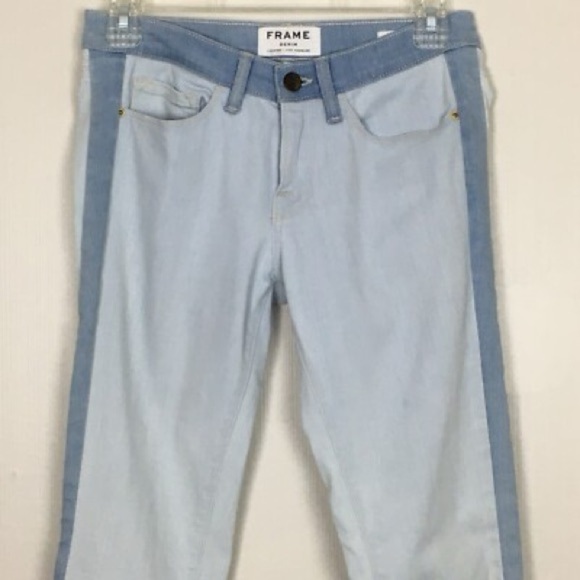 FRAME DENIM Color Block Jeans Le Skinny De Jeanne Light Wash Denim - Picture 4 of 8